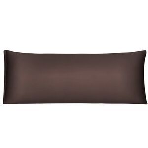 Satin Body Pillow Case Silky Long Pillowcases with Zipper Brown